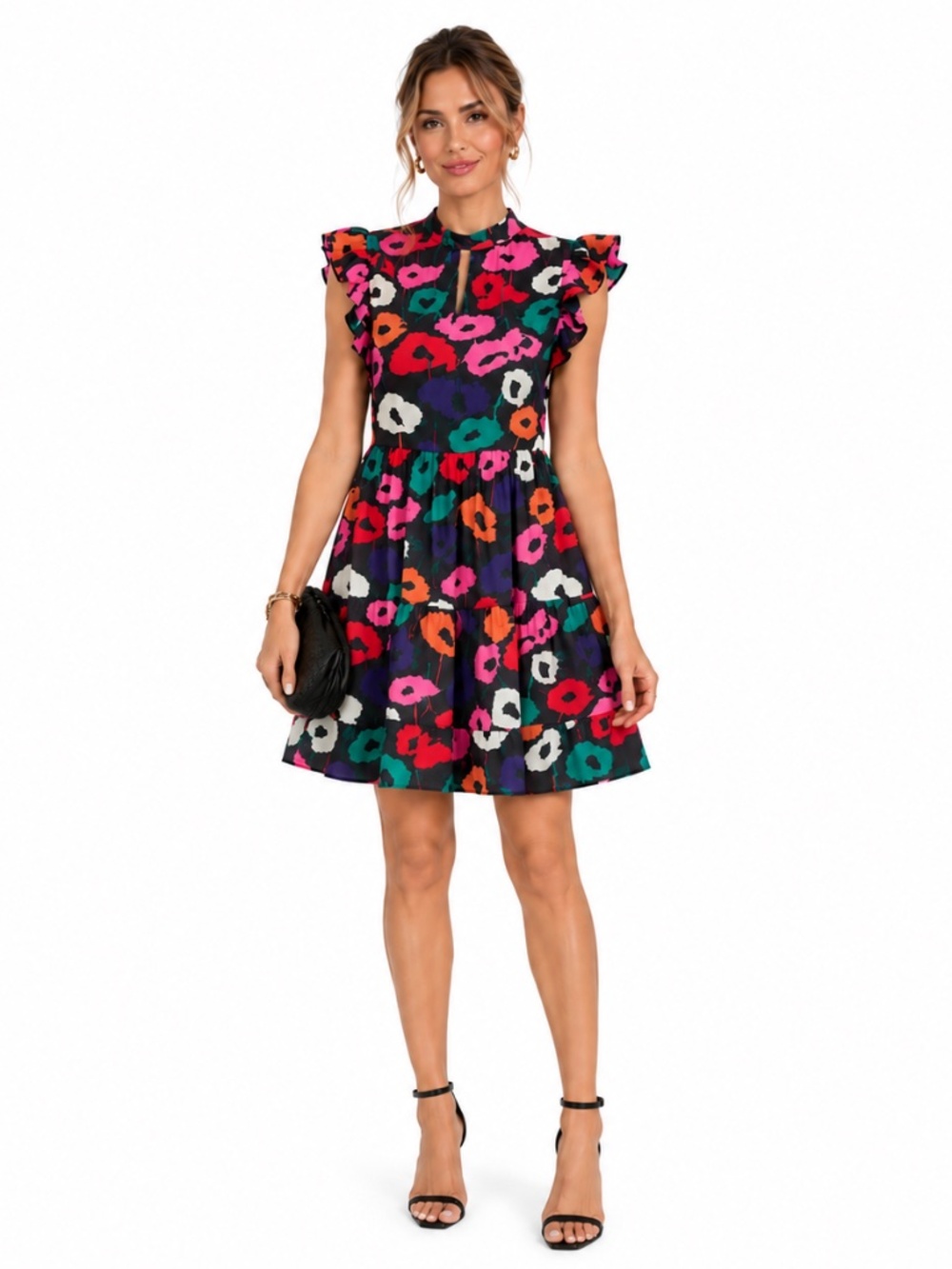 Milly Layla Floral Poppy Print Mini Dress